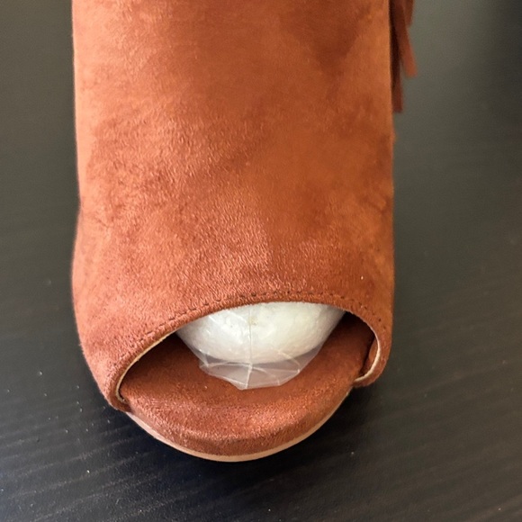 JustFab Rust Fringe Heeled Booties - Picture 6 of 6